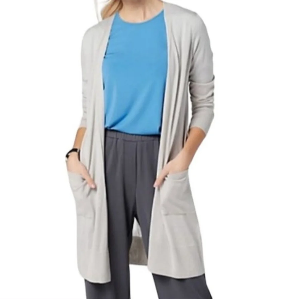 Universal Standard Light Gray Wool Blend Longline Cardigan - Picture 1 of 10